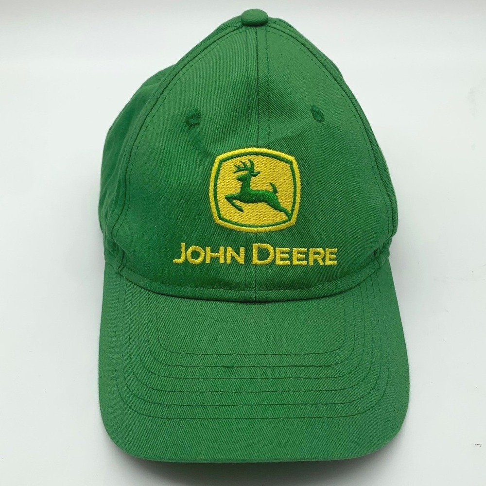 John Deere Hat Mens OSFM Green Cotton Adjustable‎ Logo Baseball Cap